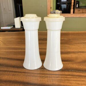 Vintage Tupperware Hourglass 6" Salt & Pepper Shakers Faded "S" & "P" on Shakers